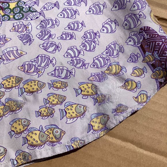 HERMES Paris Seeveless Silk Shirt Top Ocean Print Recontre Oceane Size 38 S NWT - Picture 14 of 16